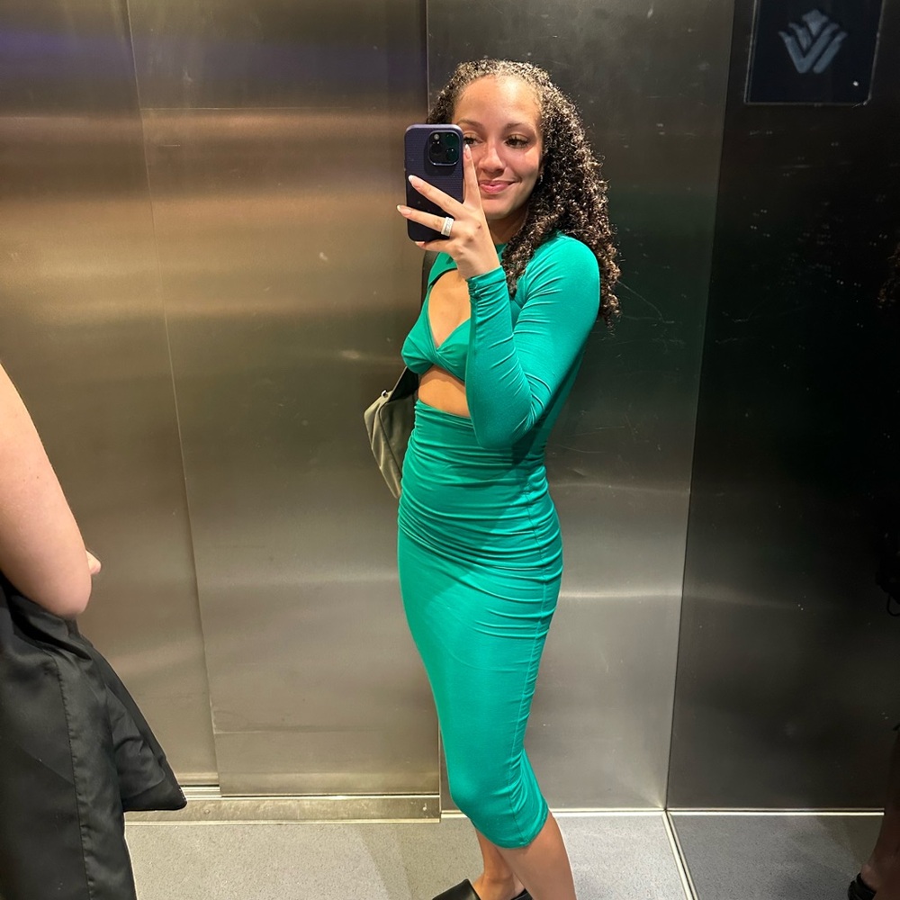Naked Wardrobe Teal Long Sleeve Dress